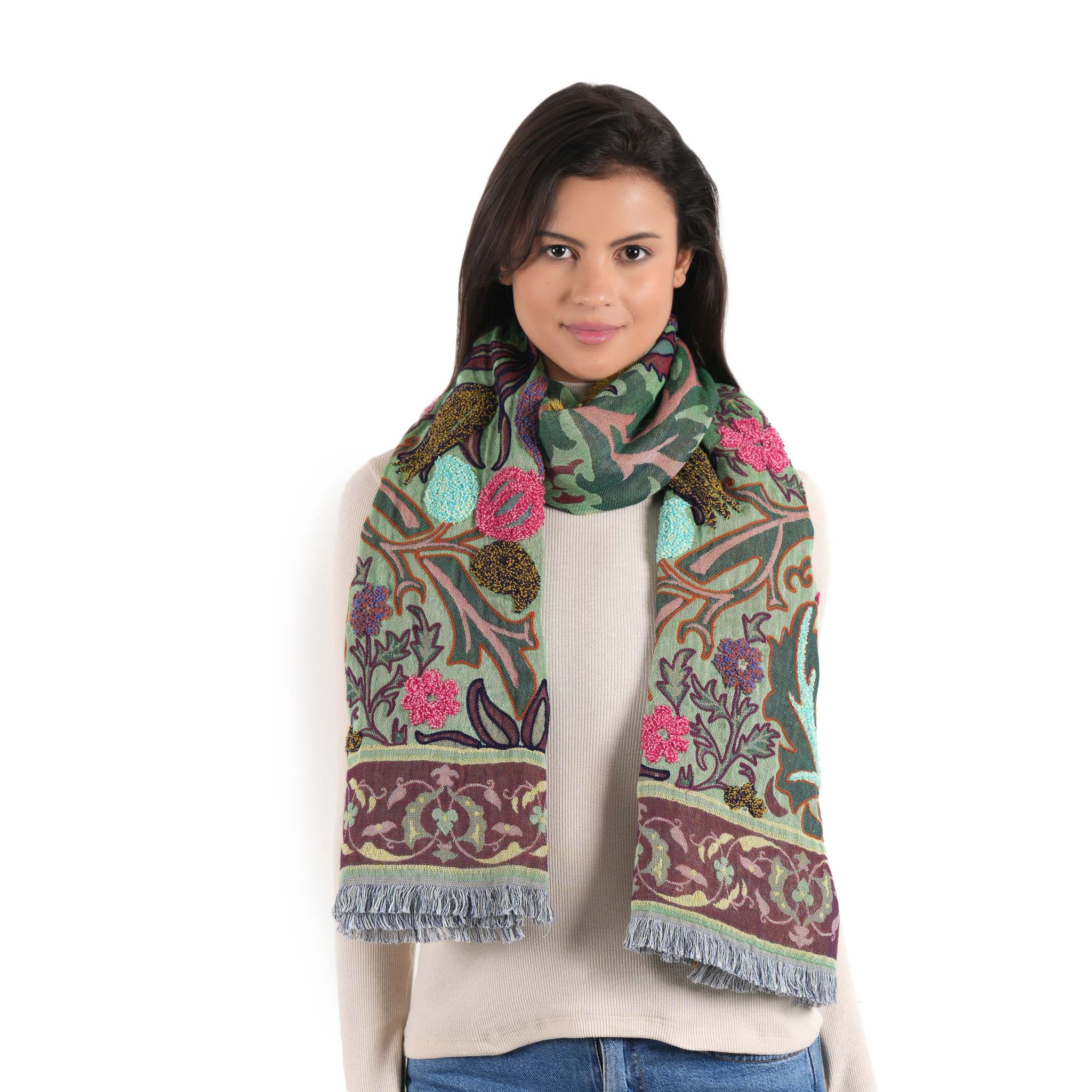 Periwinkle Jacquard Scarf - Green - view 9