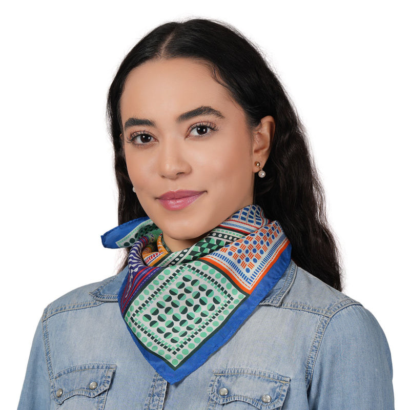 Art Block Silk Bandana - Lapis Blue