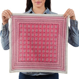 Floral Grid Cotton Bandana - Fiery Coral