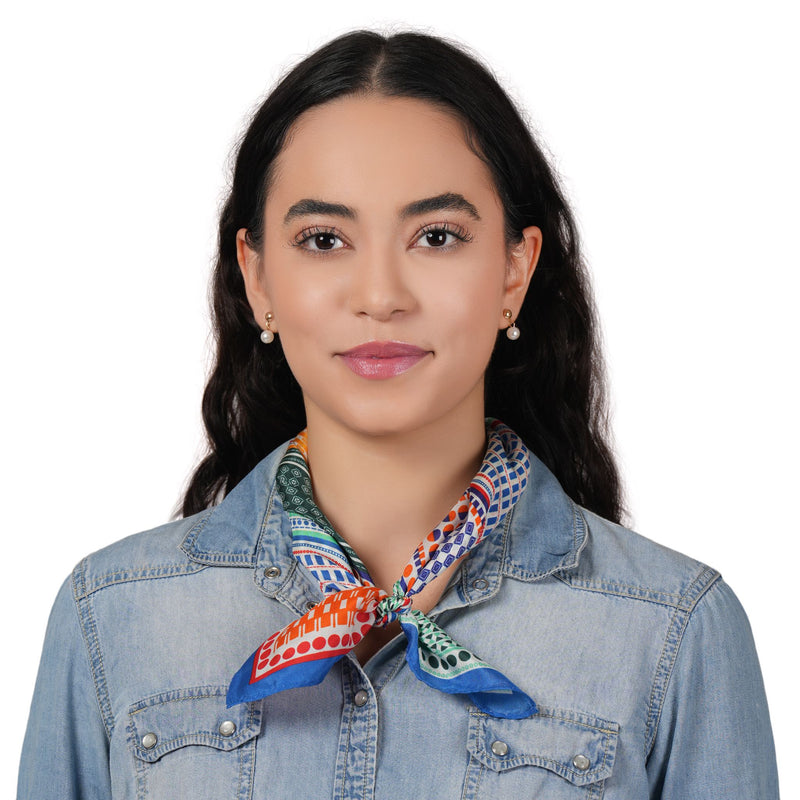 Art Block Silk Bandana - Lapis Blue