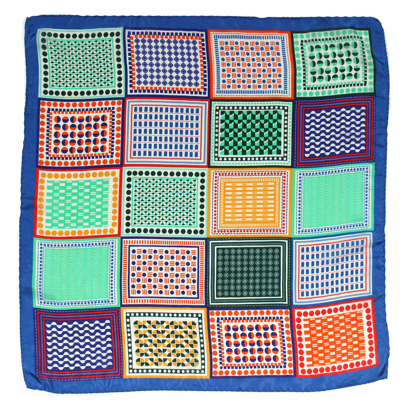 Art Block Silk Bandana - Lapis Blue