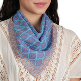 Ornate Pattern Cotton Bandana - Coastal Blue