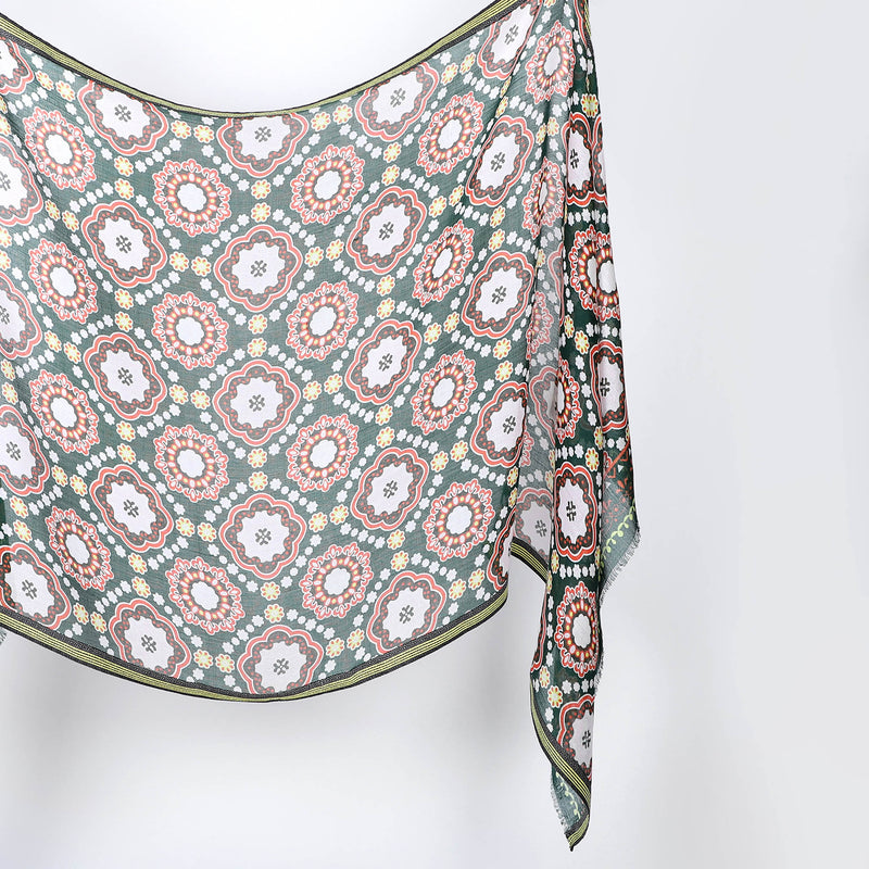 Geo Scarf - Green/Orange