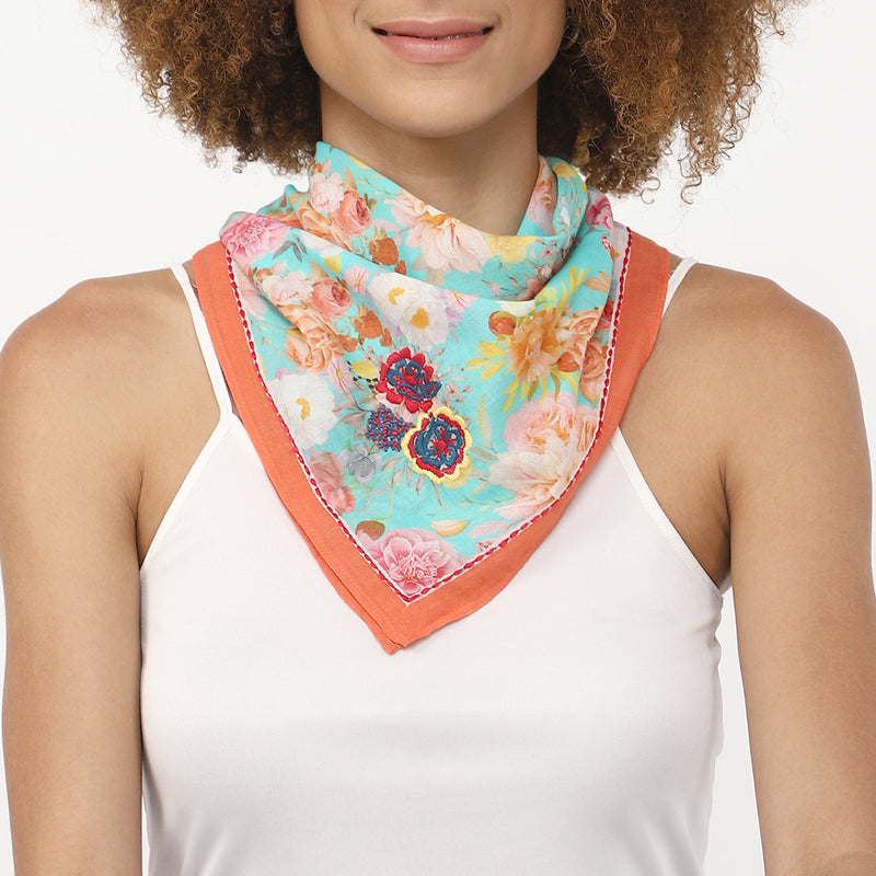 Ditsy Floral Bandana - Aqua