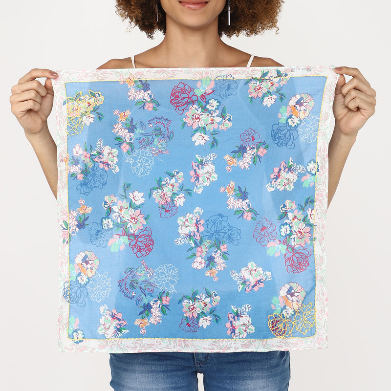 Blooming Garden Bandana - Blue