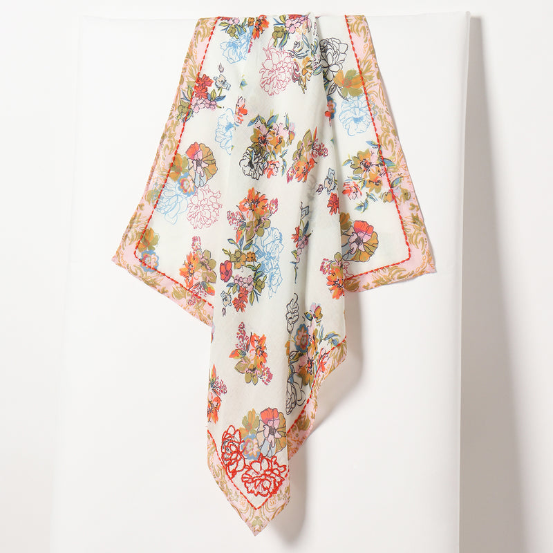 Blooming Garden Bandana - White