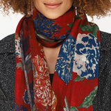 Big Floral Print Scarf - Plum